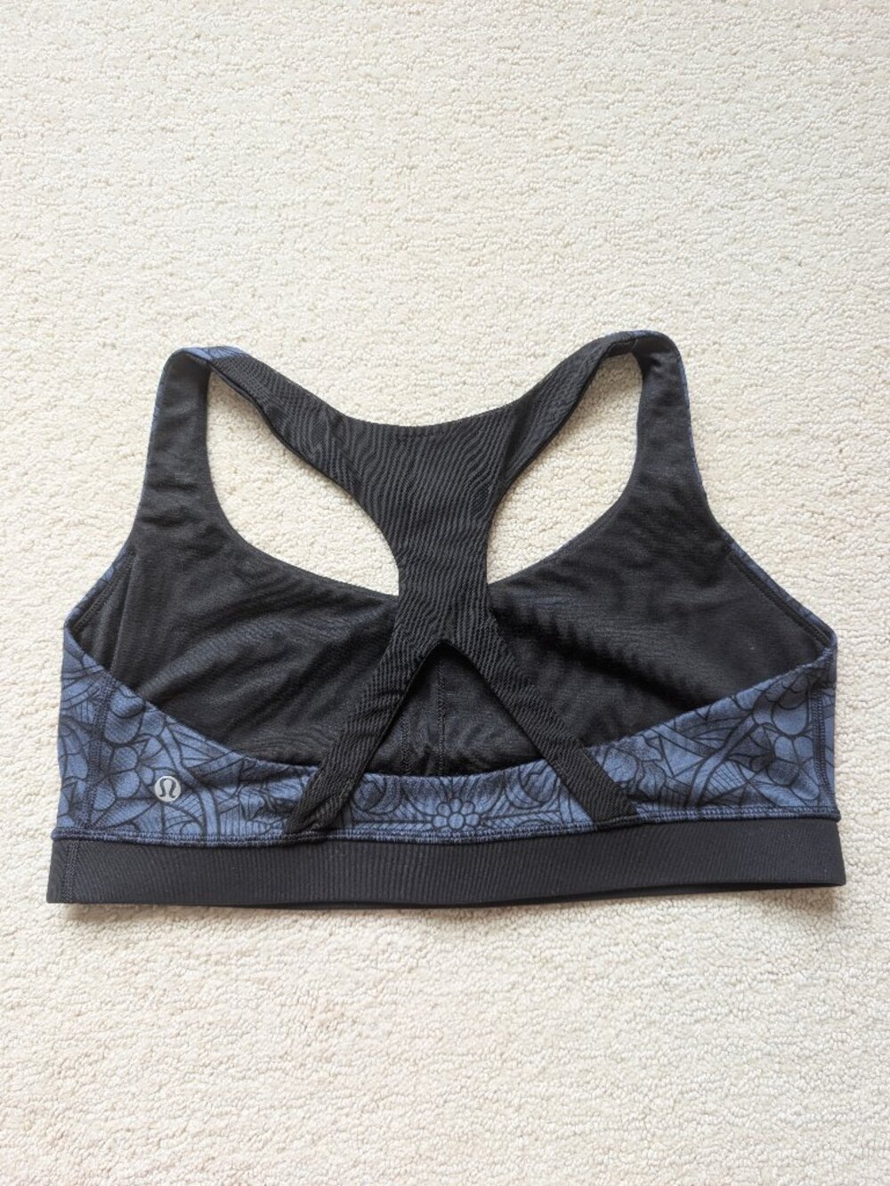 Lululemon 50 Rep Bra Women's 12 Prisma Inkwell Black Sports Run Yoga print blue - Picture 4 of 9